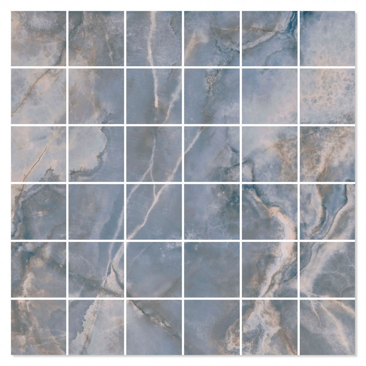 Marmor Mosaik Klinker Lux Cirrus Blå Polerad 30x30 (5x5) cm-0